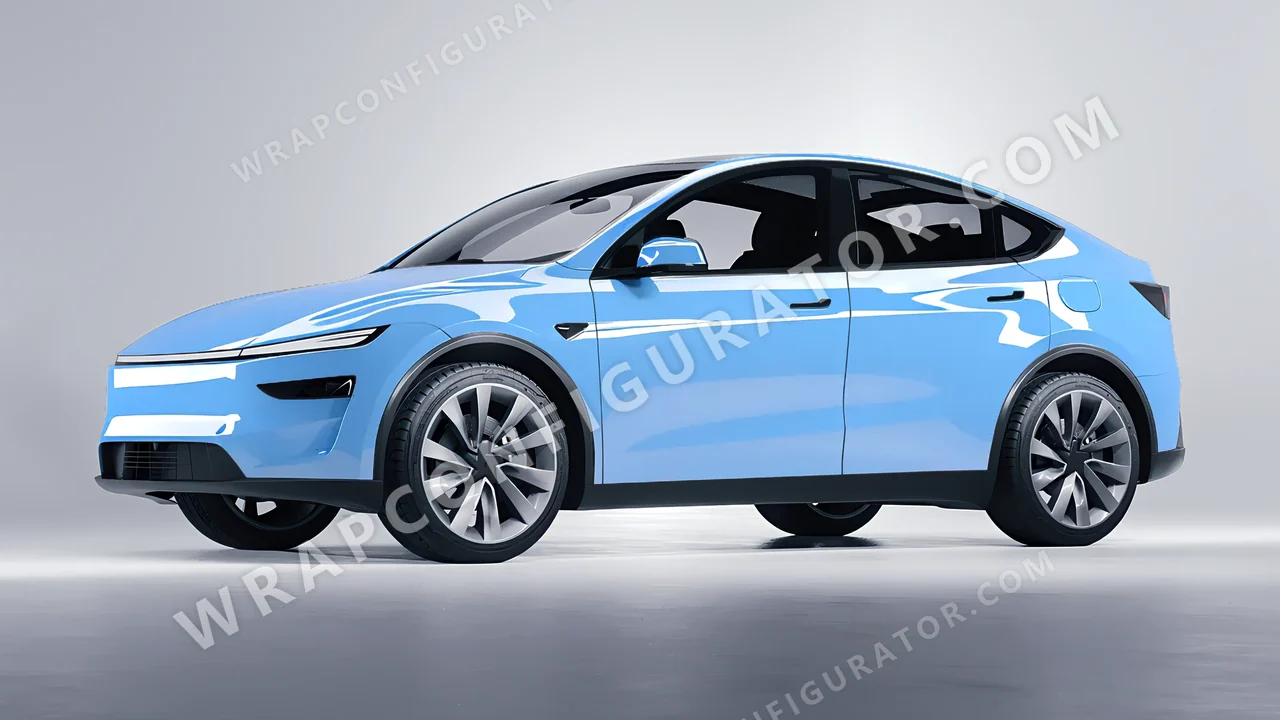 Blue Tesla Model Y Juniper 2025 wrapped in Inozetek Dynamic PPF Pebble Blue DPPF923