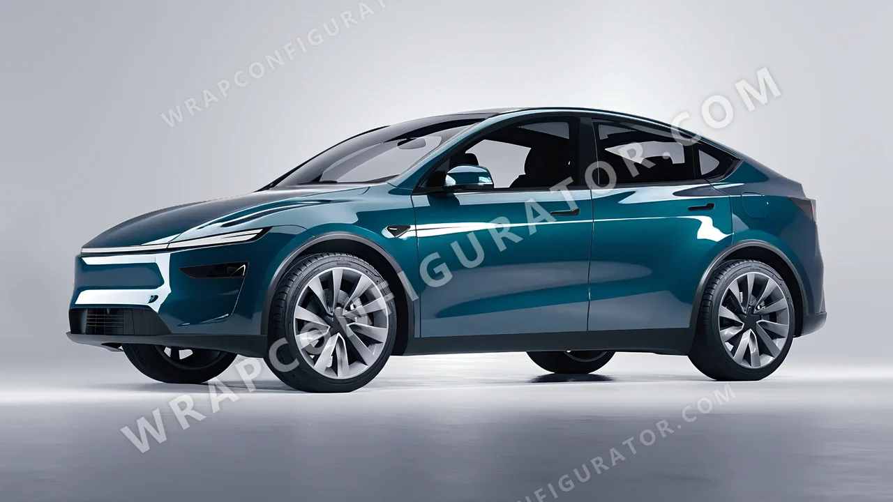 Blue Tesla Model Y Juniper 2025 wrapped in Inozetek Dynamic PPF Petrol Blue DPPF705