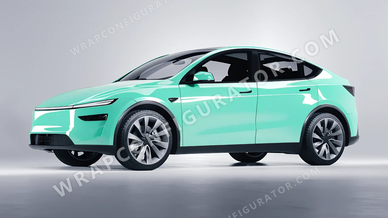 Blue Tesla Model Y Juniper 2025 wrapped in Inozetek Dynamic PPF Tiffany Blue DPPF935