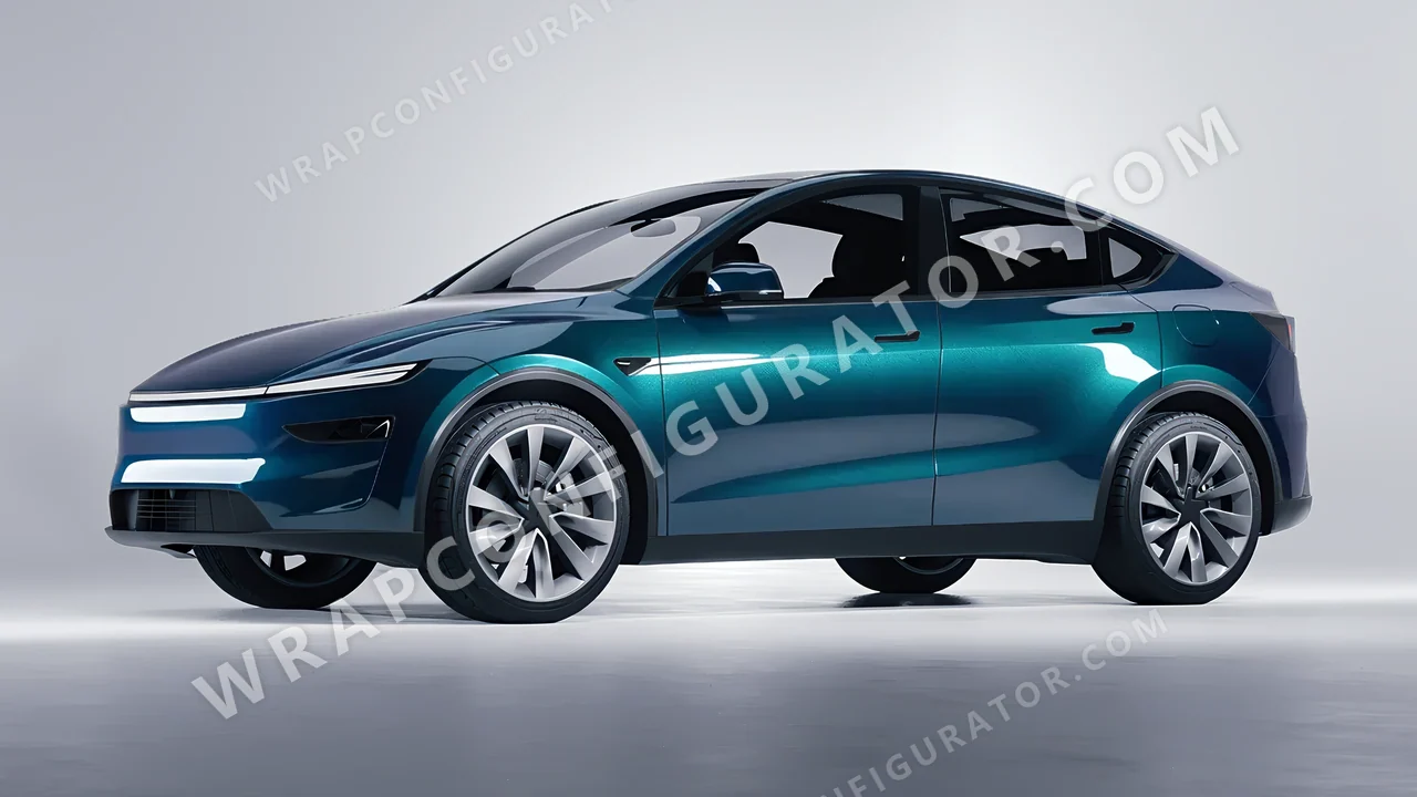 Blue Tesla Model Y Juniper 2025 wrapped in KPMF Excelsior Blue K75441