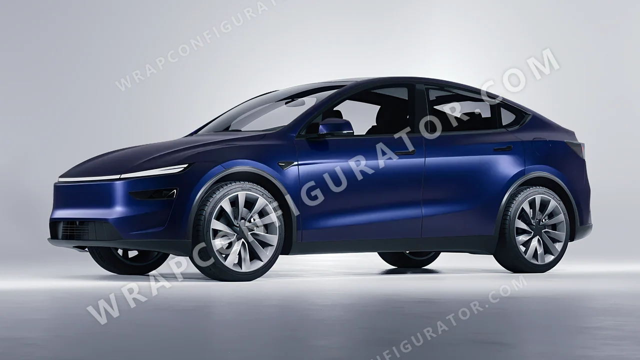Blue Tesla Model Y Juniper 2025 wrapped in KPMF Frozen Sapphire Matt K75578