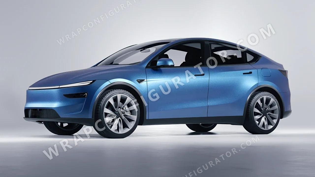 Blue Tesla Model Y Juniper 2025 wrapped in KPMF Matt Elan Blue K75561