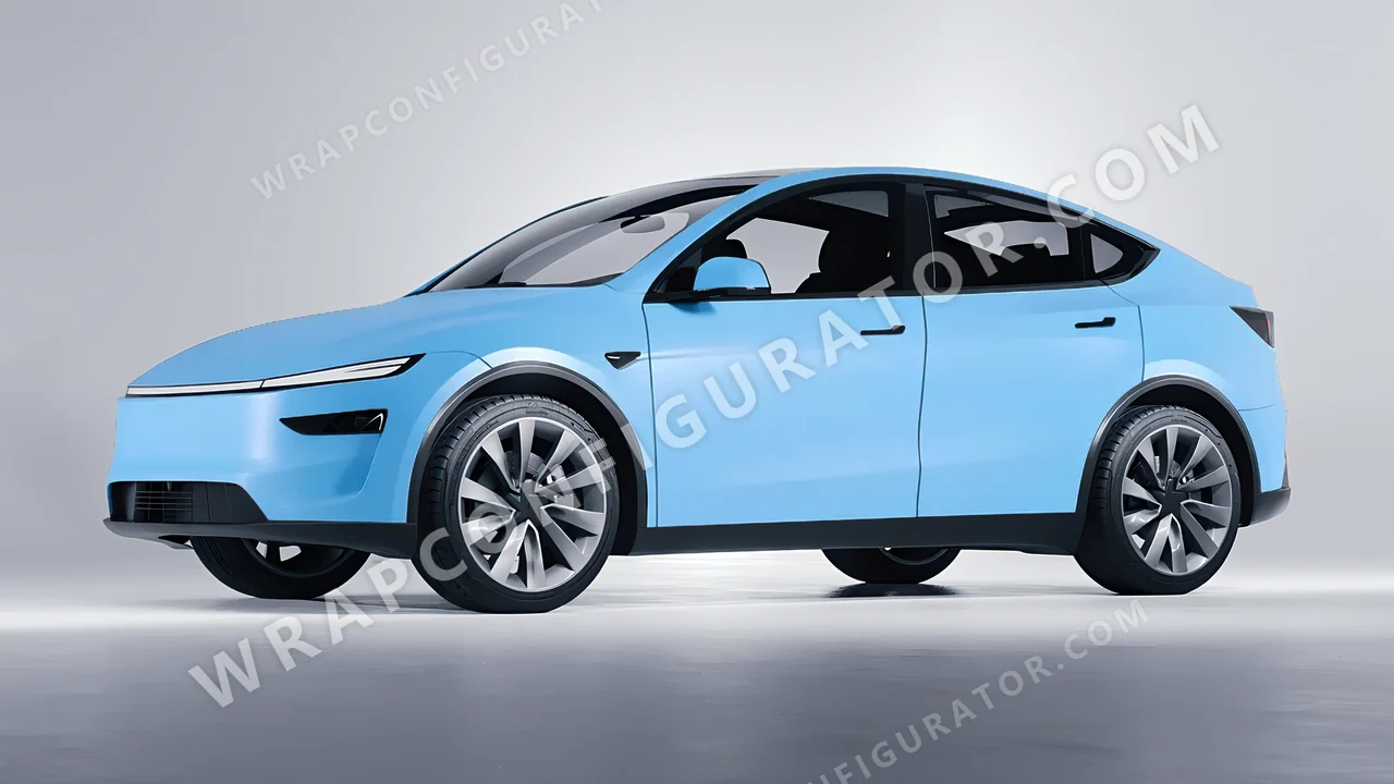 Blue Tesla Model Y Juniper 2025 wrapped in KPMF Matt Palladian Blue K75517