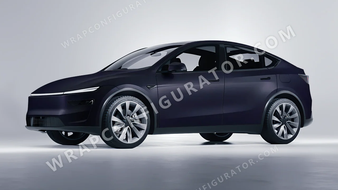 Blue Tesla Model Y Juniper 2025 wrapped in KPMF Matt Sinister Blue K75562