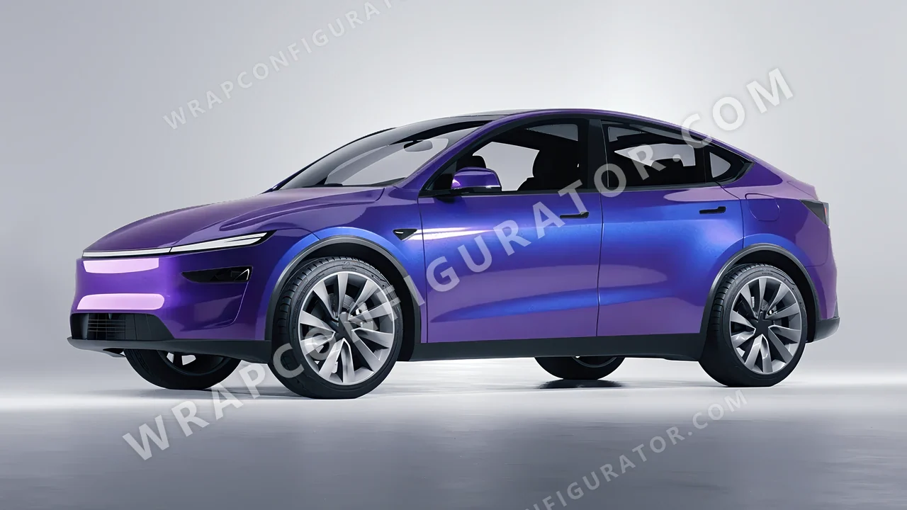 Blue Tesla Model Y Juniper 2025 wrapped in KPMF Twilight Sky K75417