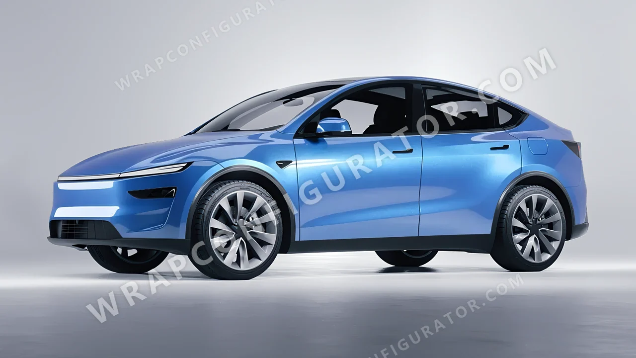 Blue Tesla Model Y Juniper 2025 wrapped in ORACAL Azure 970RA-197G