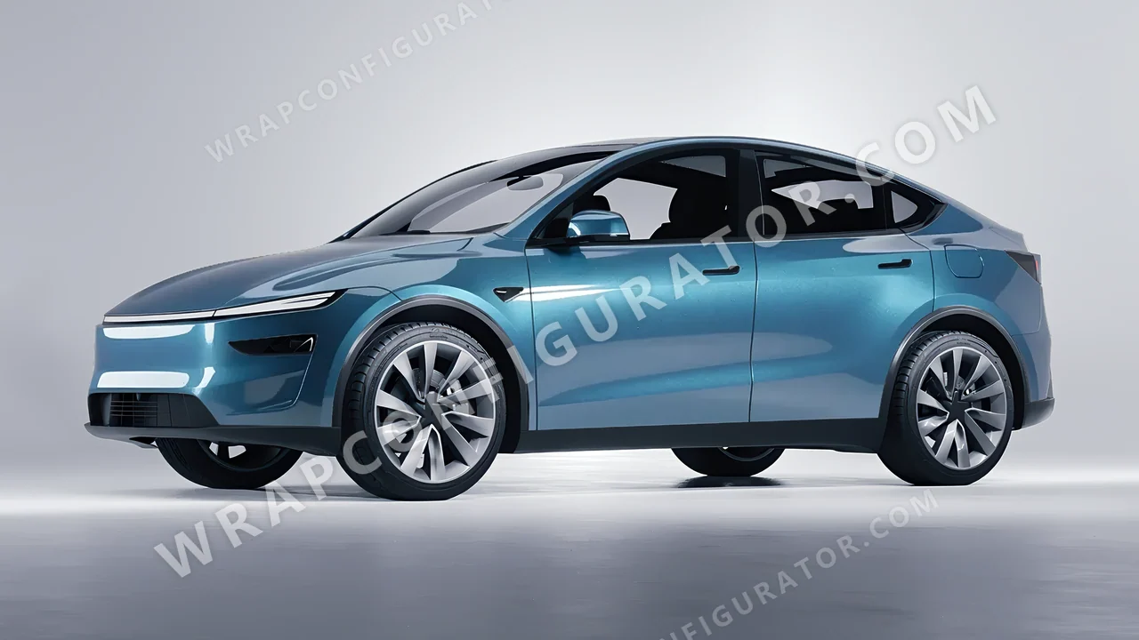 Blue Tesla Model Y Juniper 2025 wrapped in ORACAL Ballistic Blue 970RA-571G