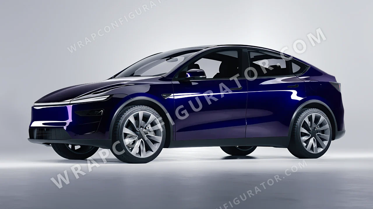 Blue Tesla Model Y Juniper 2025 wrapped in ORACAL Baltic Blue 970RA-178G