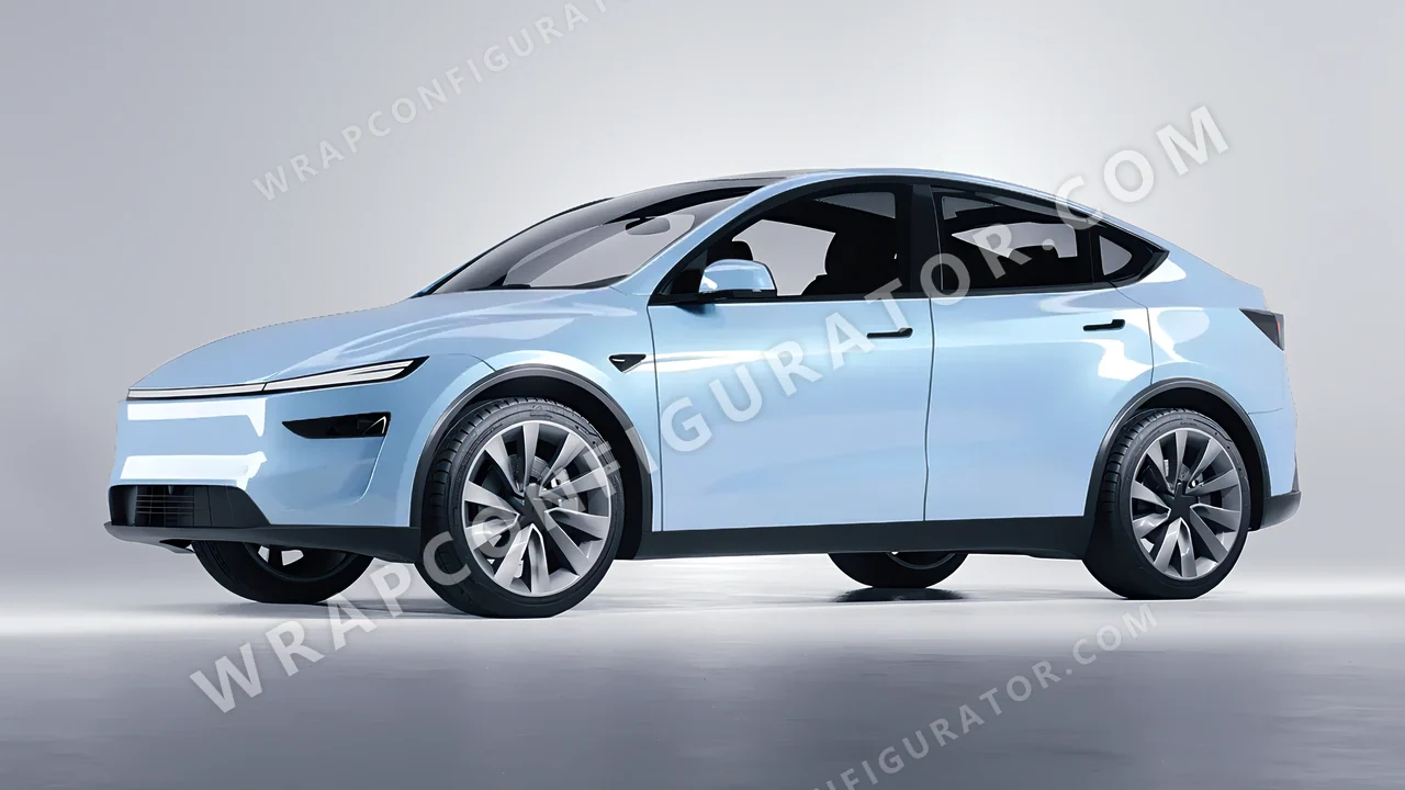 Blue Tesla Model Y Juniper 2025 wrapped in ORACAL Dove Blue 970RA-195G
