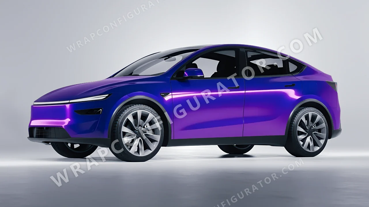 Blue Tesla Model Y Juniper 2025 wrapped in ORACAL Gloss Ultramarine Violet 970RA-319G