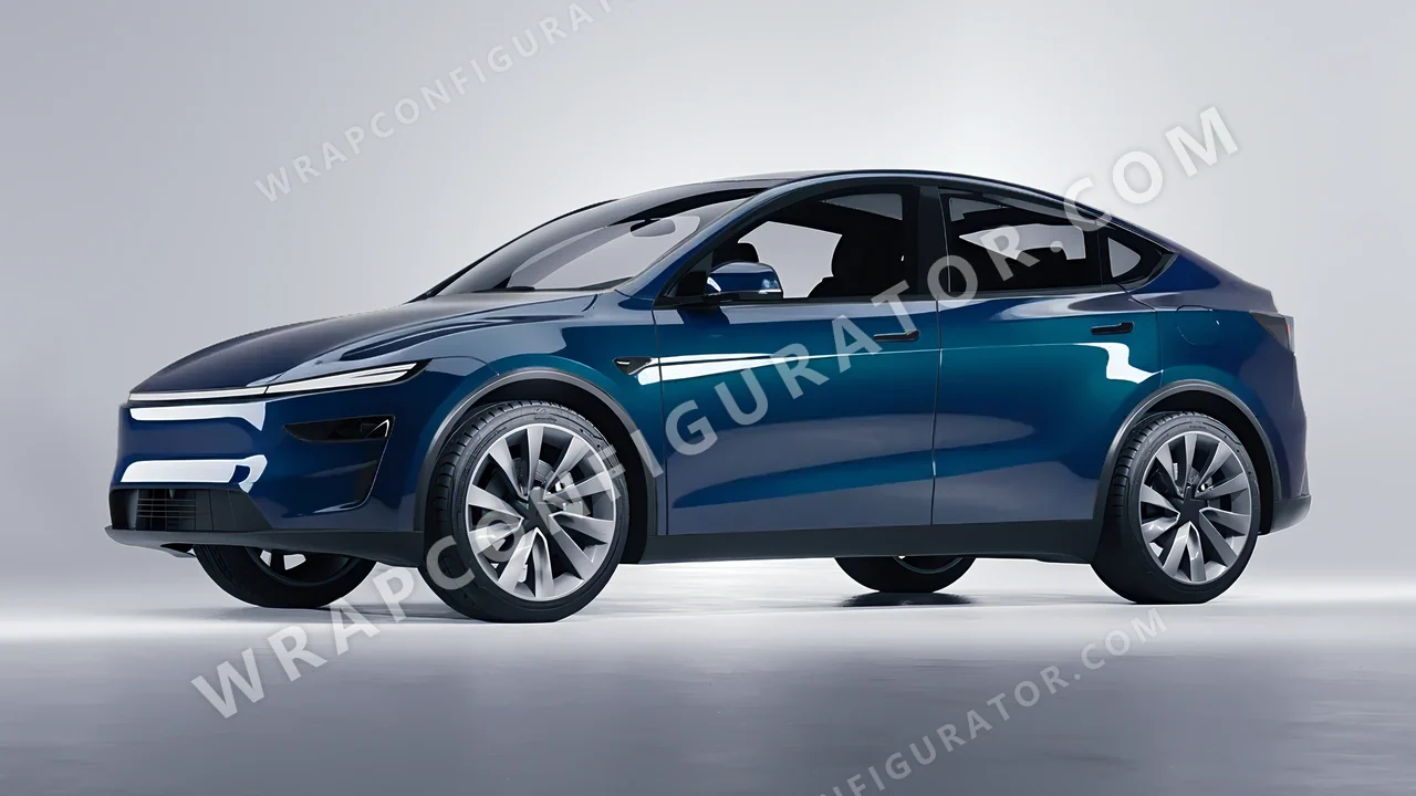 Blue Tesla Model Y Juniper 2025 wrapped in ORACAL Indigo Blue 970RA-544G