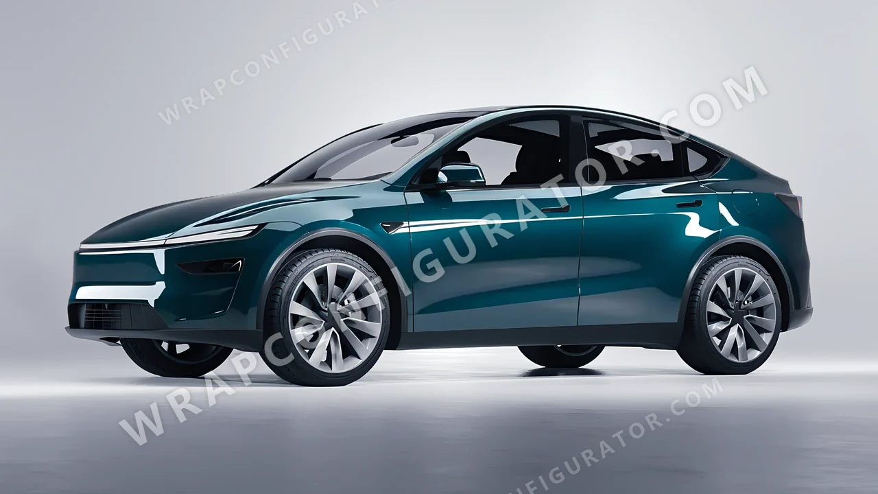 Blue Tesla Model Y Juniper 2025 wrapped in ORACAL Juniper 970RA-689G