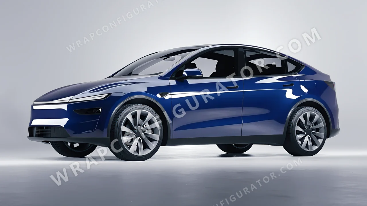 Blue Tesla Model Y Juniper 2025 wrapped in ORACAL Light Navy 970RA-564G