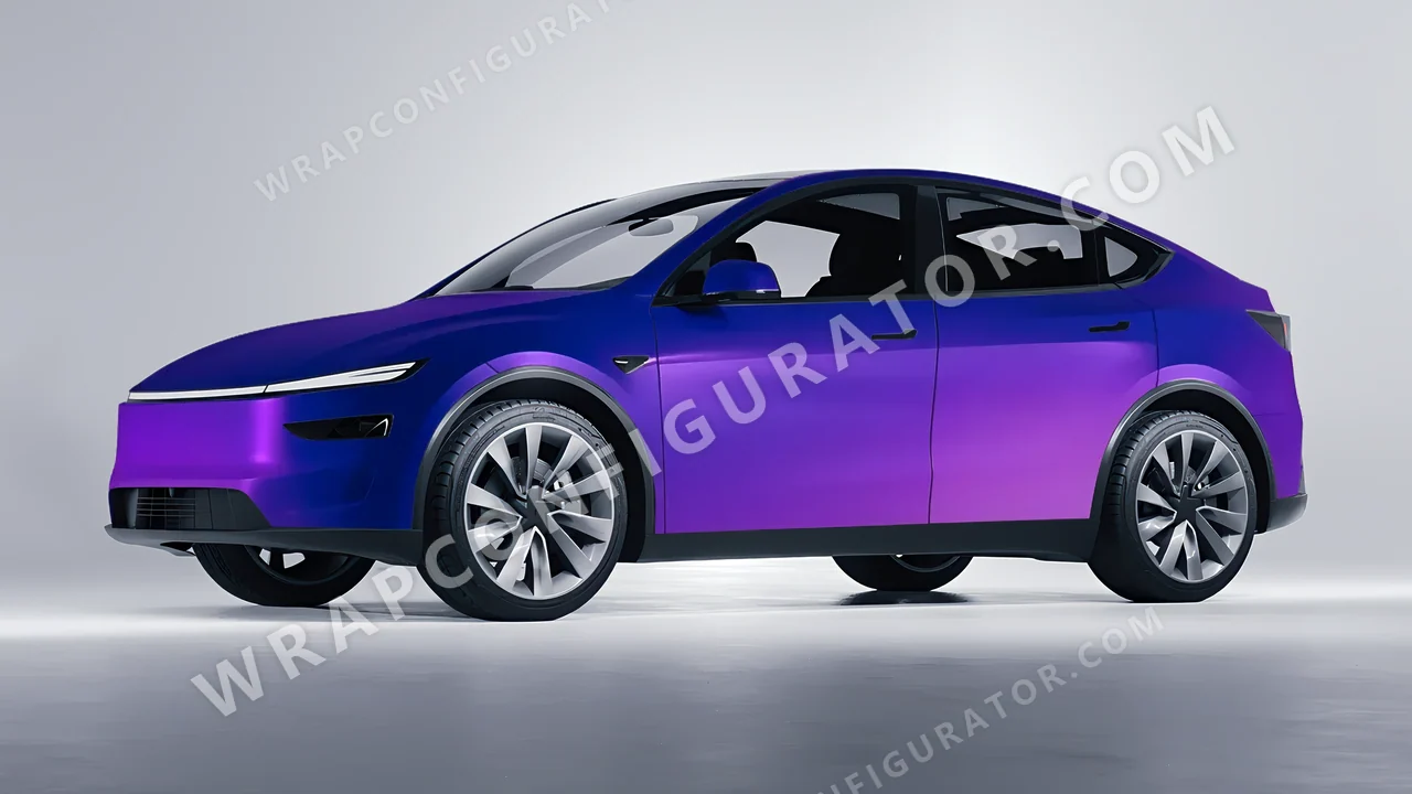 Blue Tesla Model Y Juniper 2025 wrapped in ORACAL Matt Ultramarine Violet 970RA-319M
