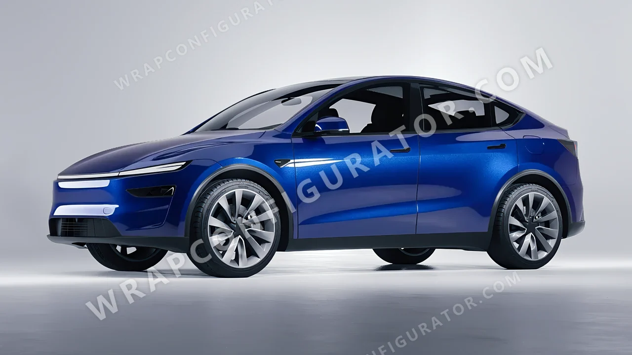 Blue Tesla Model Y Juniper 2025 wrapped in ORACAL Night Blue 970RA-196G