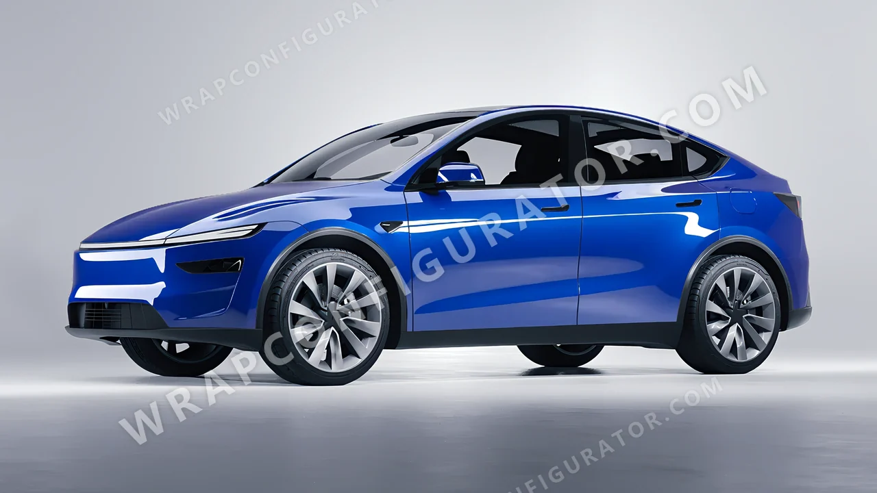 Blue Tesla Model Y Juniper 2025 wrapped in ORACAL Sea Blue 970RA-509G
