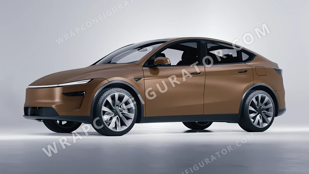 Brown Tesla Model Y Juniper 2025 wrapped in 3M Matte Brown Metallic M209