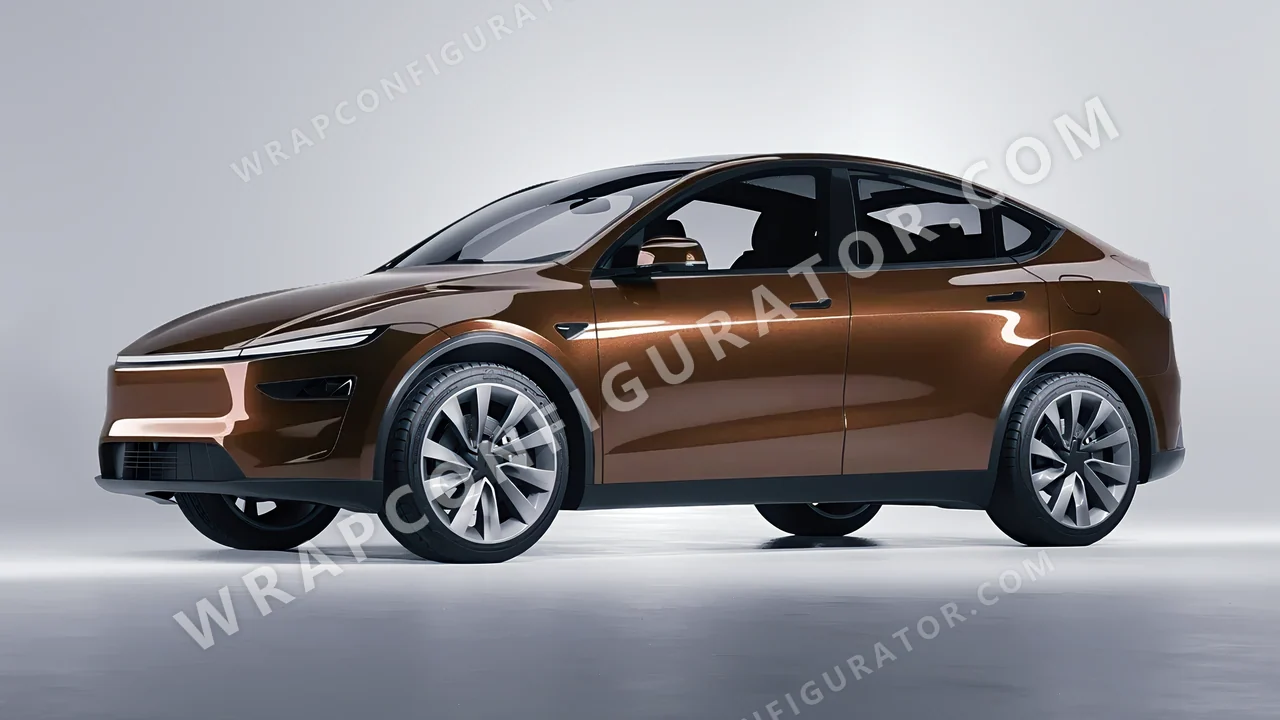 Brown Tesla Model Y Juniper 2025 wrapped in ORACAL Orient Brown 970RA-874G