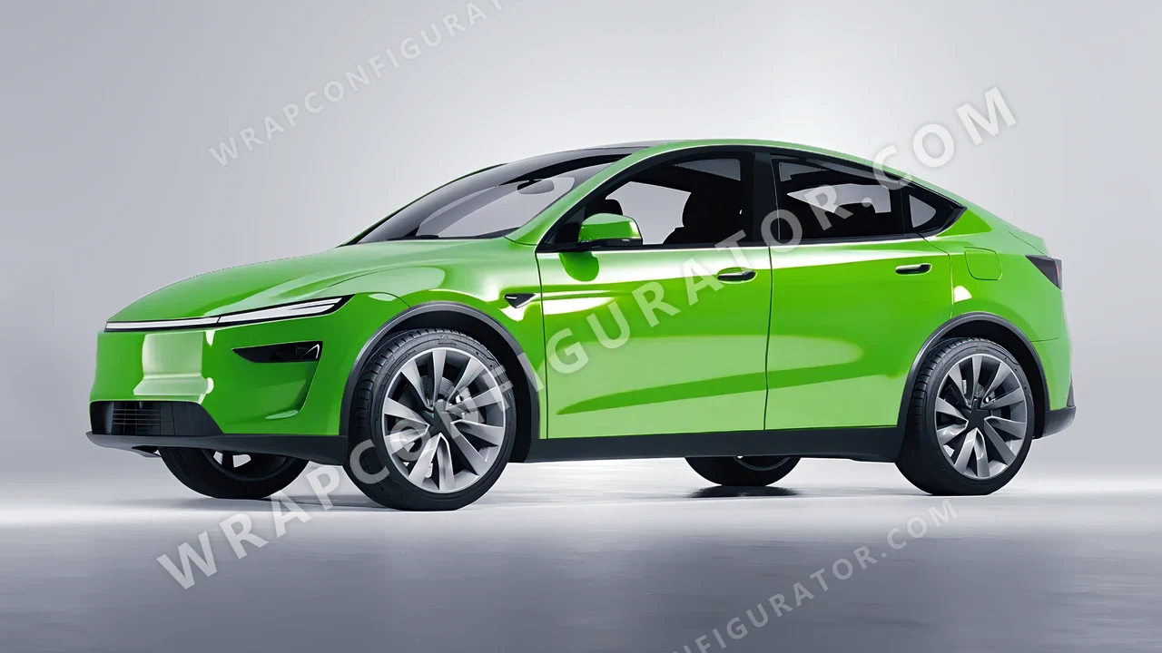 Green Tesla Model Y Juniper 2025 wrapped in 3M Gloss Light Green G16