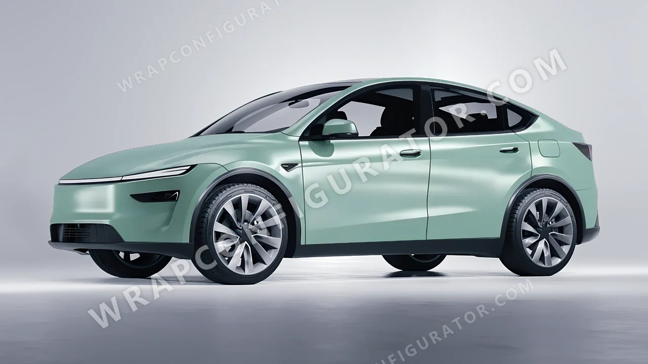 Green Tesla Model Y Juniper 2025 wrapped in Avery Dennison Jade SW900-702-O