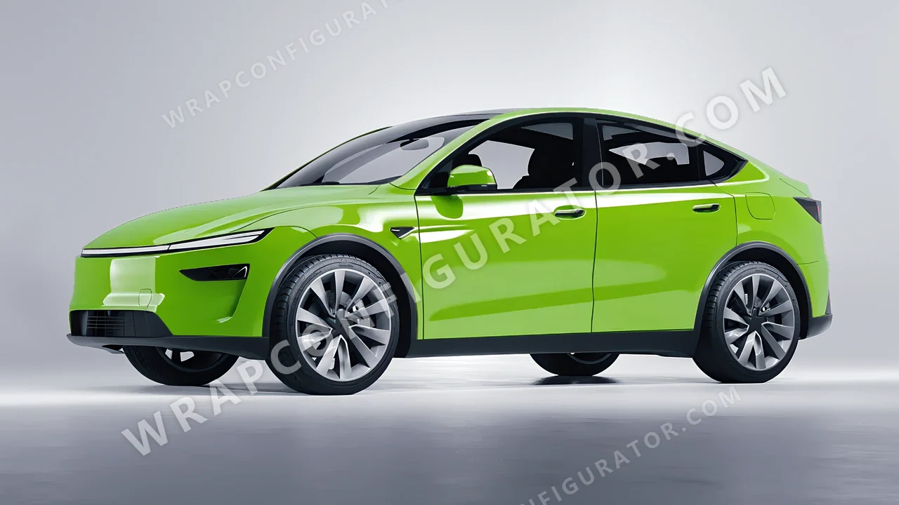Green Tesla Model Y Juniper 2025 wrapped in Avery Dennison Tropical Vacation Green SW900-701-O