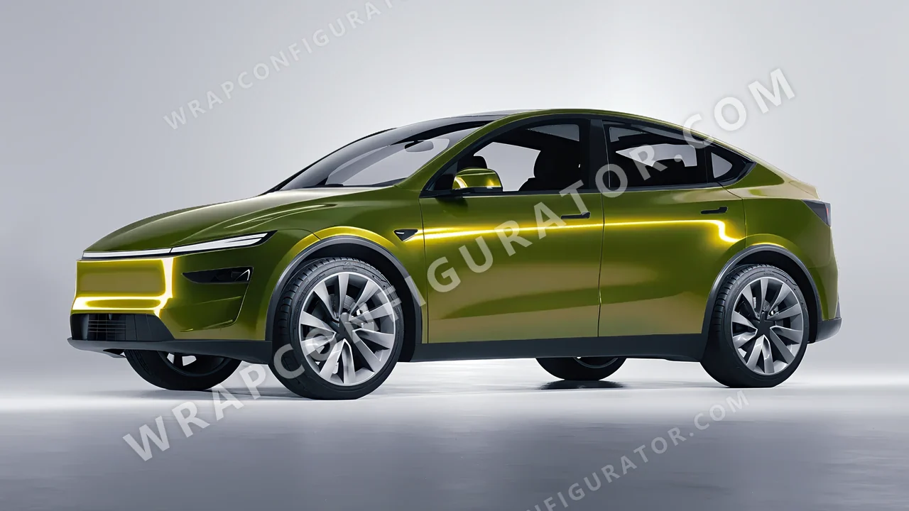 Green Tesla Model Y Juniper 2025 wrapped in Colourshield PPF by HyperPro Ghost Green MSF14G-P