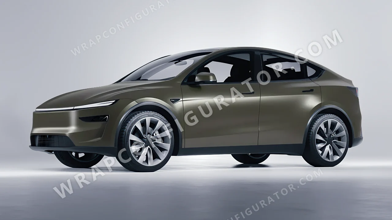Green Tesla Model Y Juniper 2025 wrapped in Colourshield PPF by HyperPro Gray Green SMF46-P