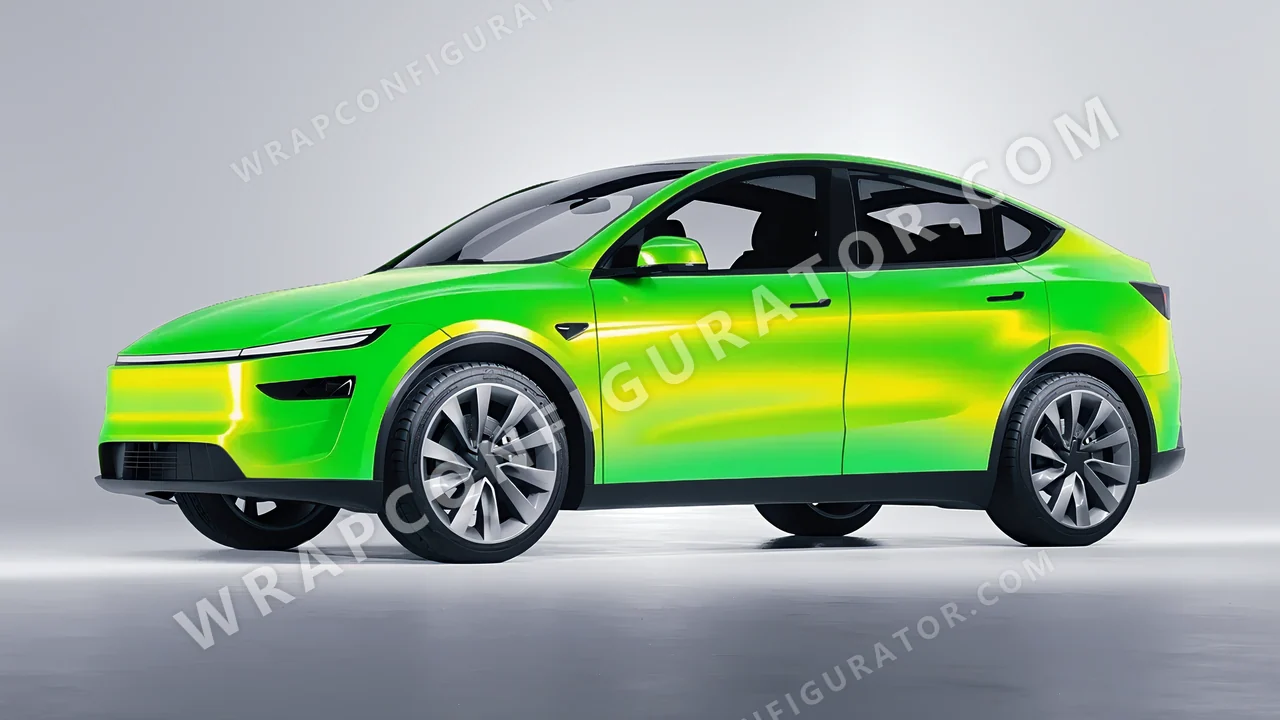Green Tesla Model Y Juniper 2025 wrapped in Colourshield PPF by HyperPro Green GSF02-P