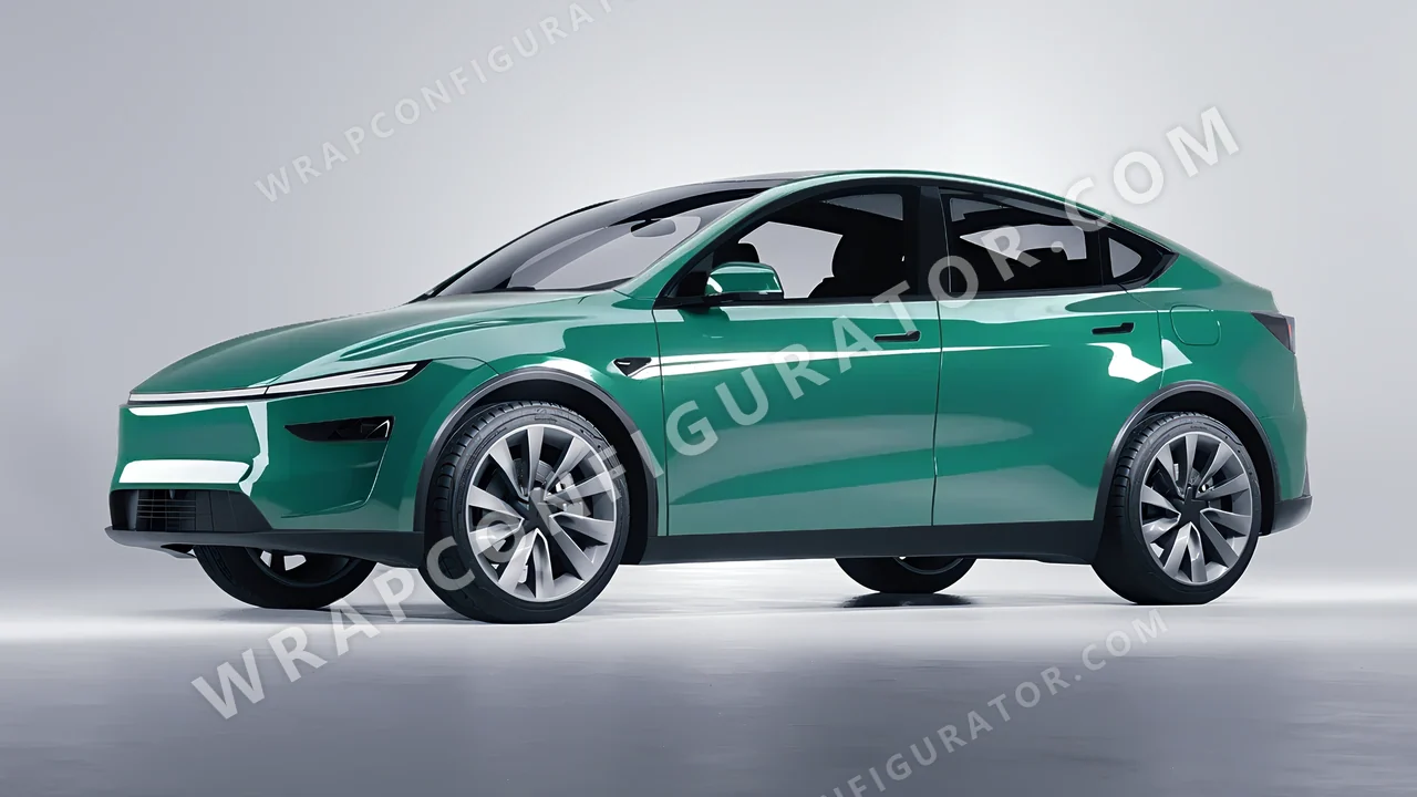 Green Tesla Model Y Juniper 2025 wrapped in Colourshield PPF by HyperPro Jade Green HGF93-P