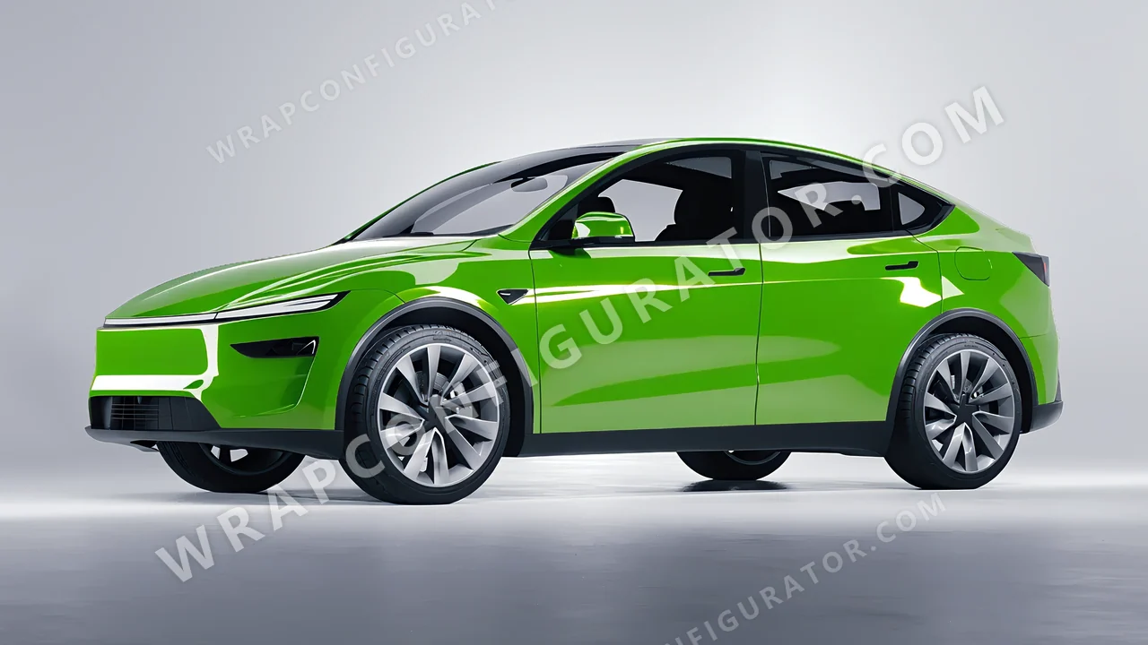 Green Tesla Model Y Juniper 2025 wrapped in Colourshield PPF by HyperPro Kelly Green HGF30-P