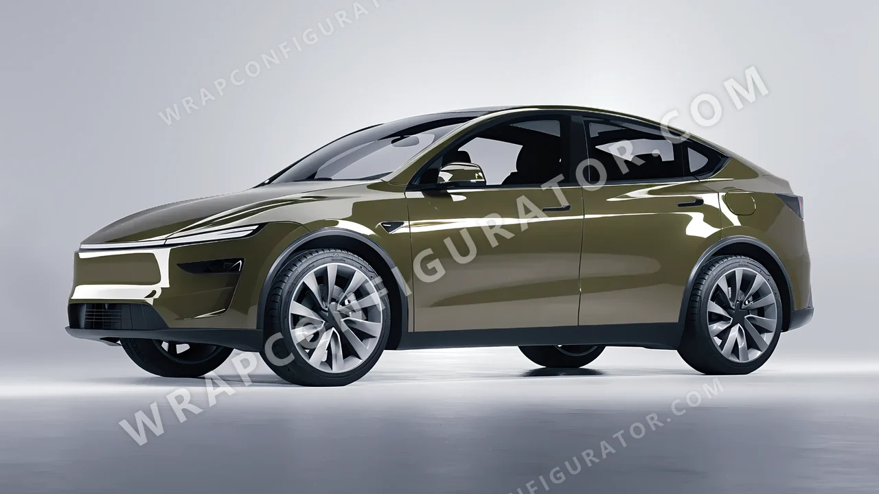 Green Tesla Model Y Juniper 2025 wrapped in Colourshield PPF by HyperPro Laurel Green HGF28-P