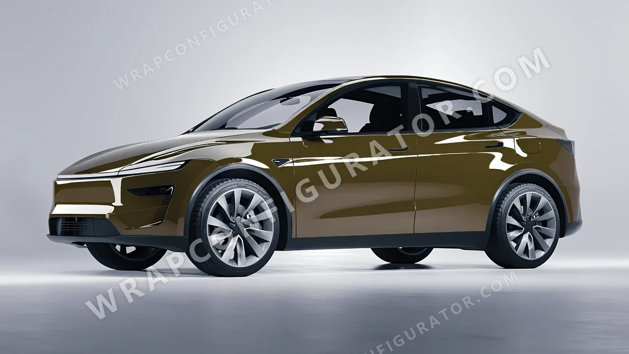 Green Tesla Model Y Juniper 2025 wrapped in Colourshield PPF by HyperPro Light Grass Green HGF53-P