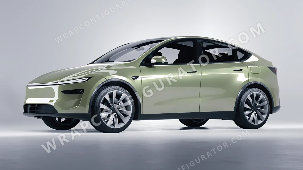 Green Tesla Model Y Juniper 2025 wrapped in Colourshield PPF by HyperPro Light Laurel Green HGM66-P