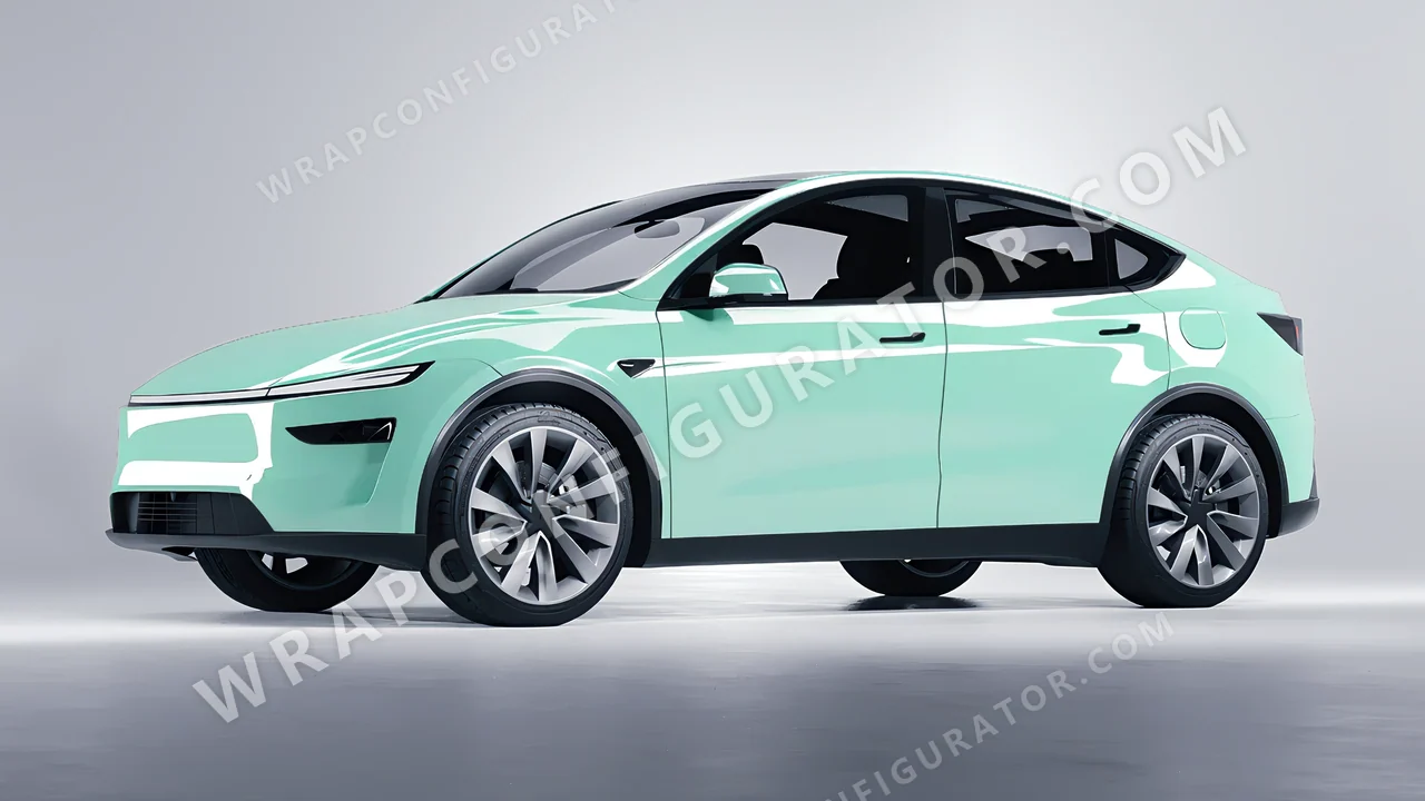 Green Tesla Model Y Juniper 2025 wrapped in Colourshield PPF by HyperPro Mint Green HGF80-P
