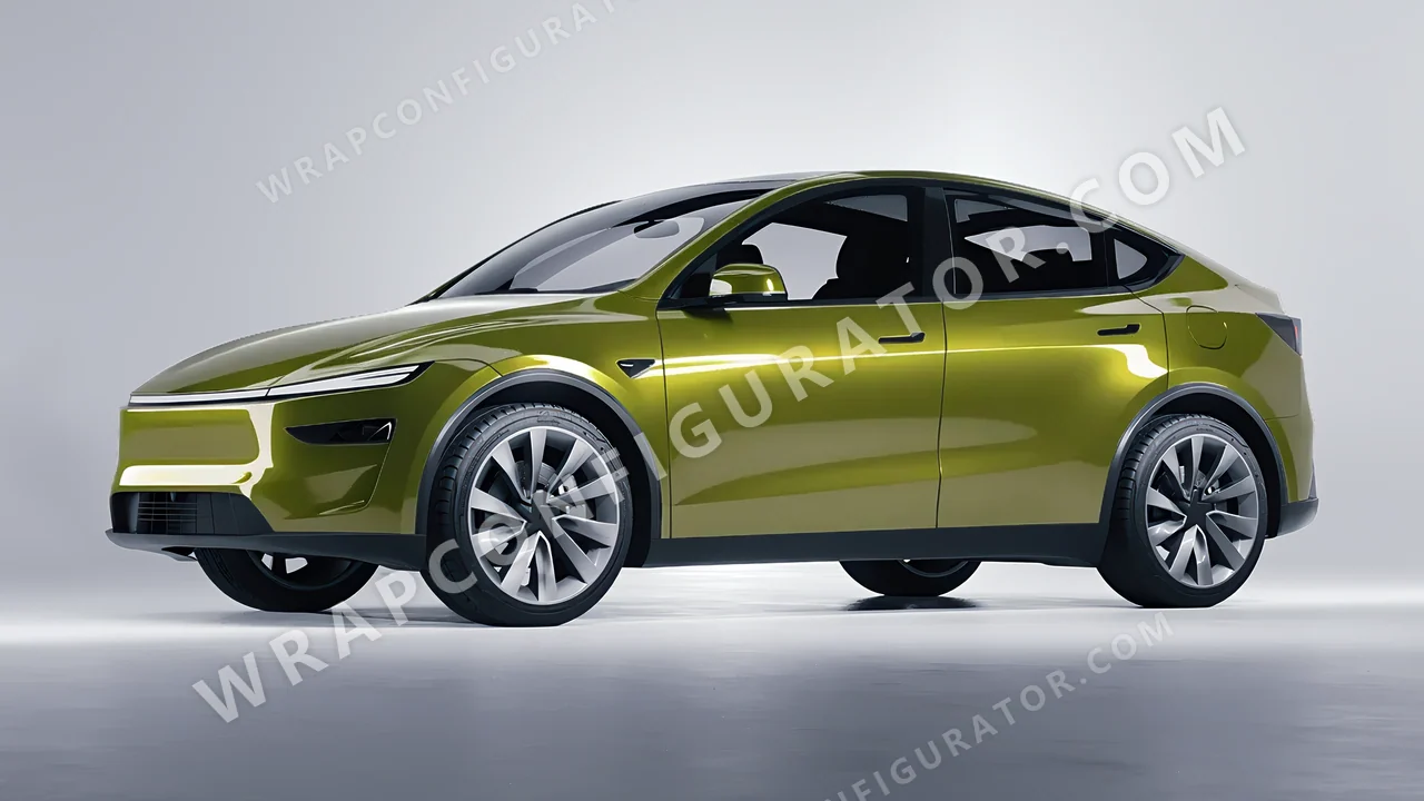 Green Tesla Model Y Juniper 2025 wrapped in Colourshield PPF by HyperPro Olive Green HGM25-P