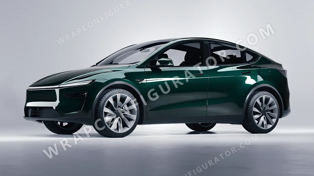 Green Tesla Model Y Juniper 2025 wrapped in Colourshield PPF by HyperPro Sacramento Green HGF35-P