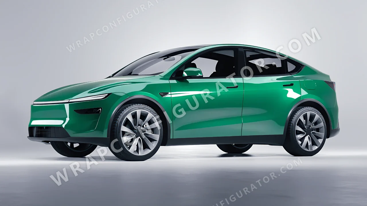Green Tesla Model Y Juniper 2025 wrapped in Colourshield PPF by HyperPro Sea Green HGF79-P