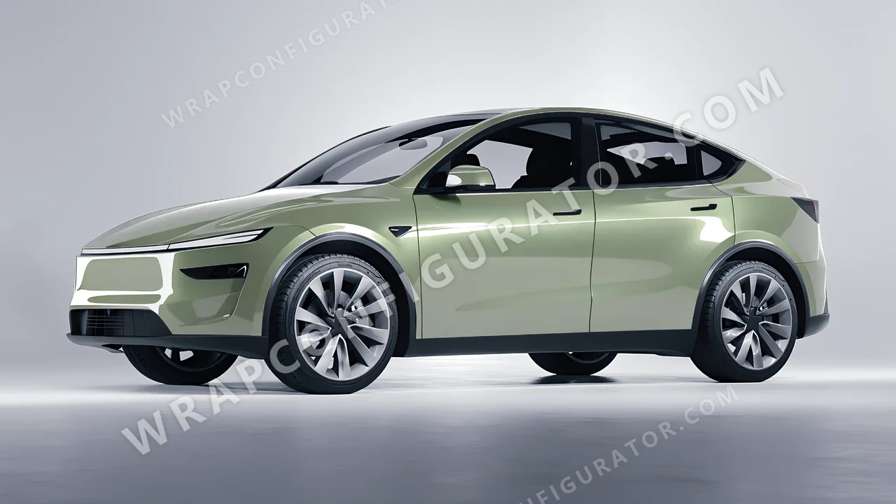 Green Tesla Model Y Juniper 2025 wrapped in Colourshield PPF by HyperPro Shadow Green HGM71-P