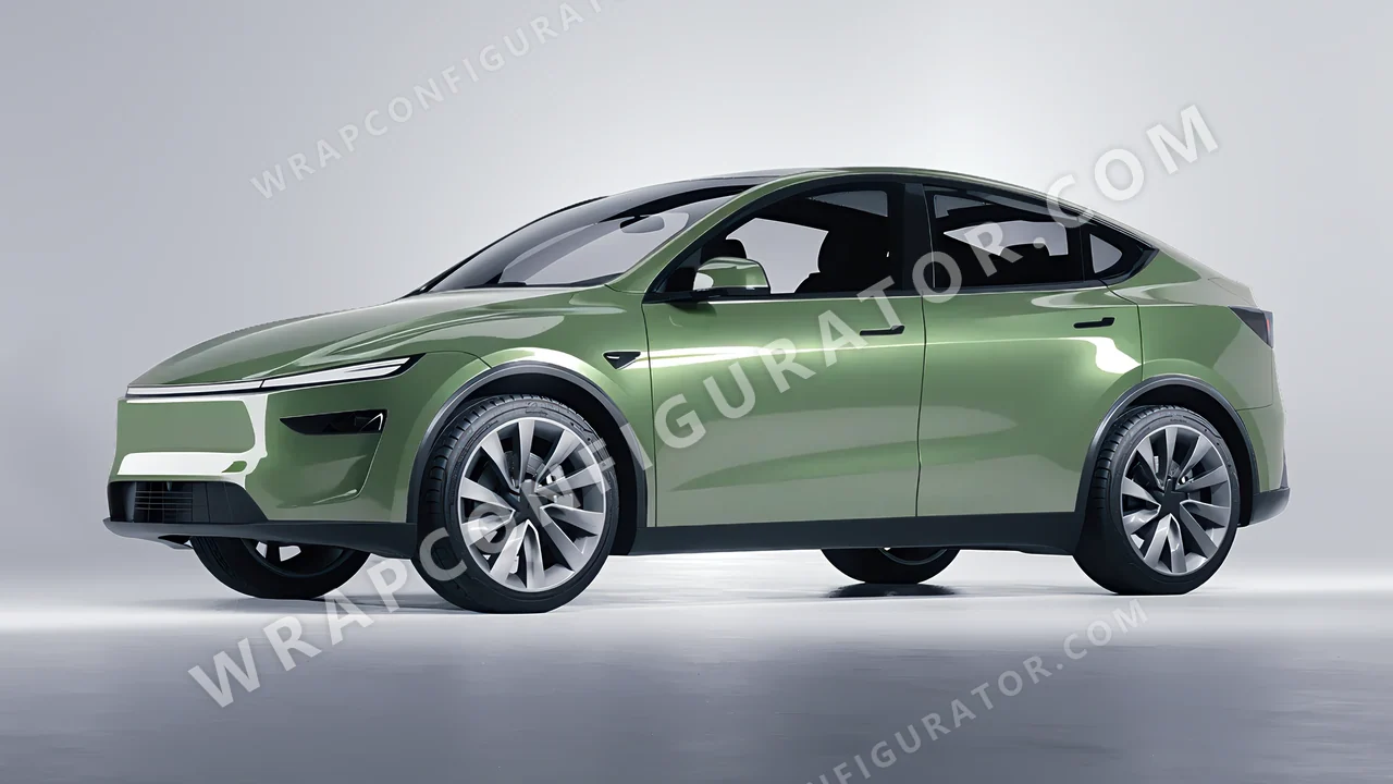 Green Tesla Model Y Juniper 2025 wrapped in Colourshield PPF by HyperPro Spring Green HGM69-P