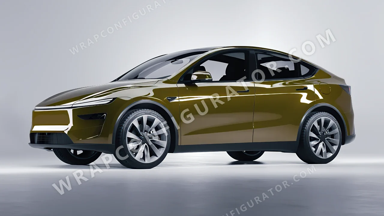 Green Tesla Model Y Juniper 2025 wrapped in Inozetek Dynamic PPF Army Green DPPF933