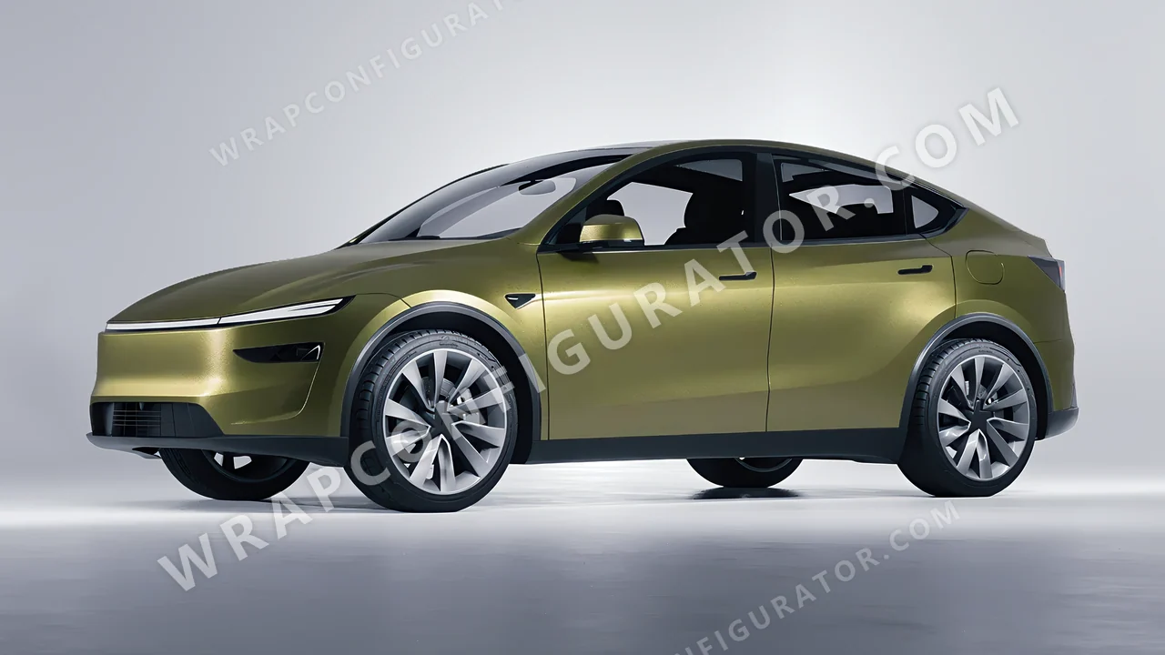 Green Tesla Model Y Juniper 2025 wrapped in Inozetek Dynamic PPF Titanium Green DPPF817
