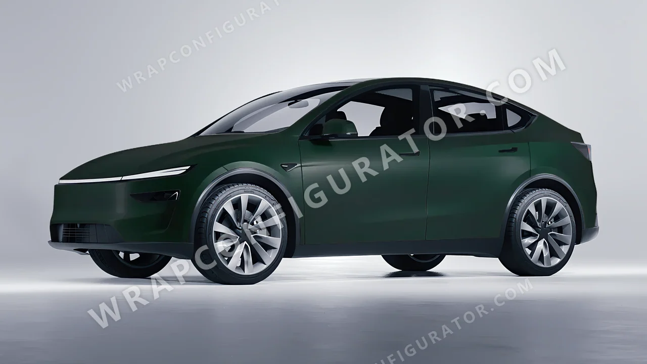 Green Tesla Model Y Juniper 2025 wrapped in KPMF Frozen Emerald Matt K75577