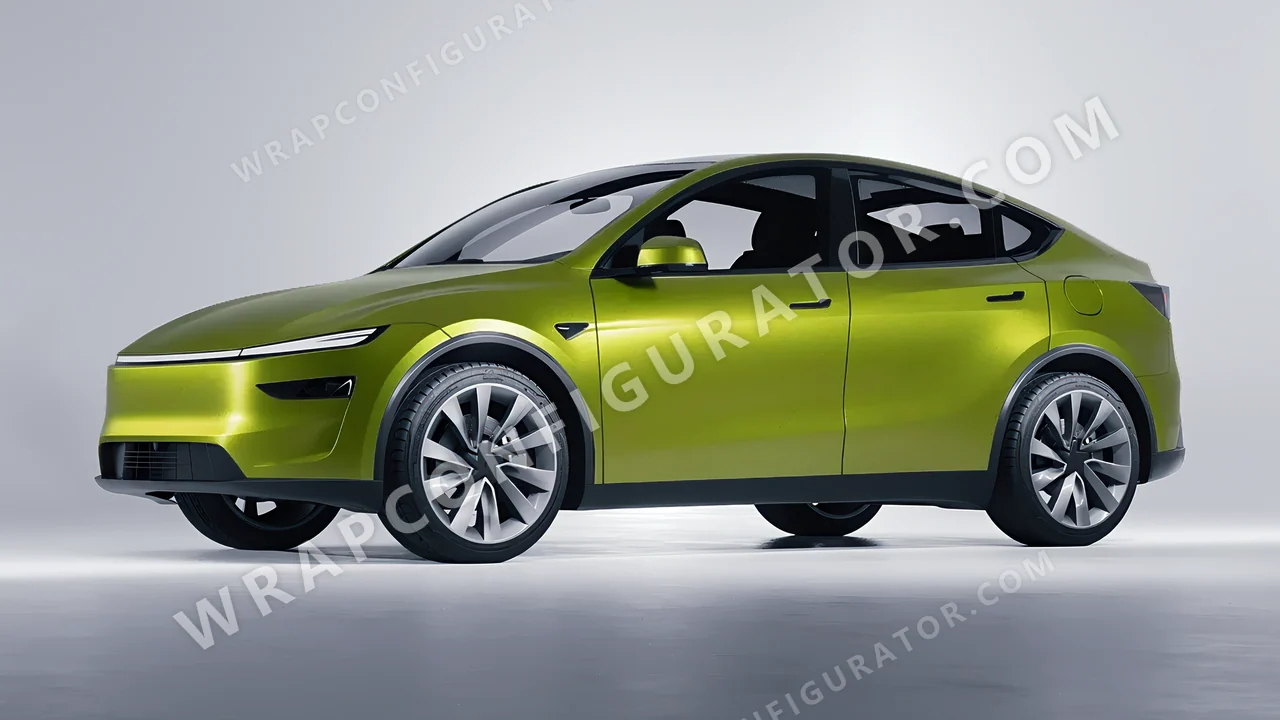 Green Tesla Model Y Juniper 2025 wrapped in KPMF Matt Viper Green K75542