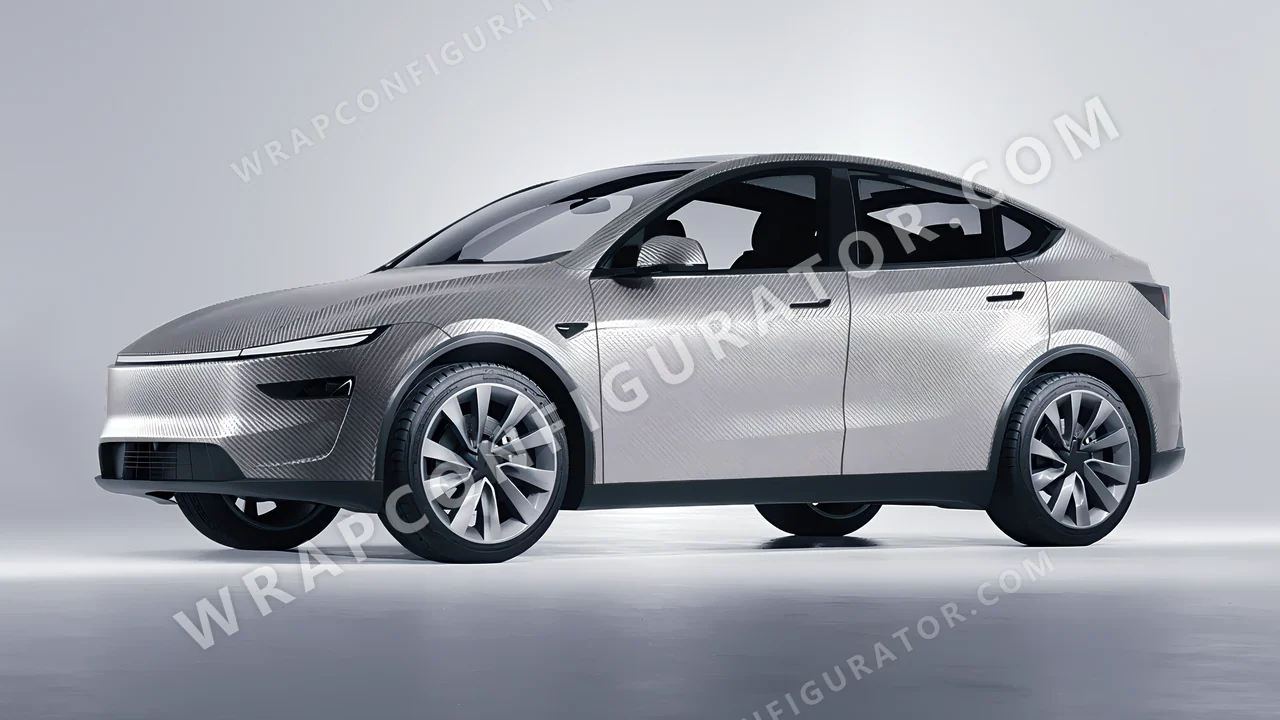 Grey Tesla Model Y Juniper 2025 wrapped in 3M Carbon Fiber Anthracite CFS201