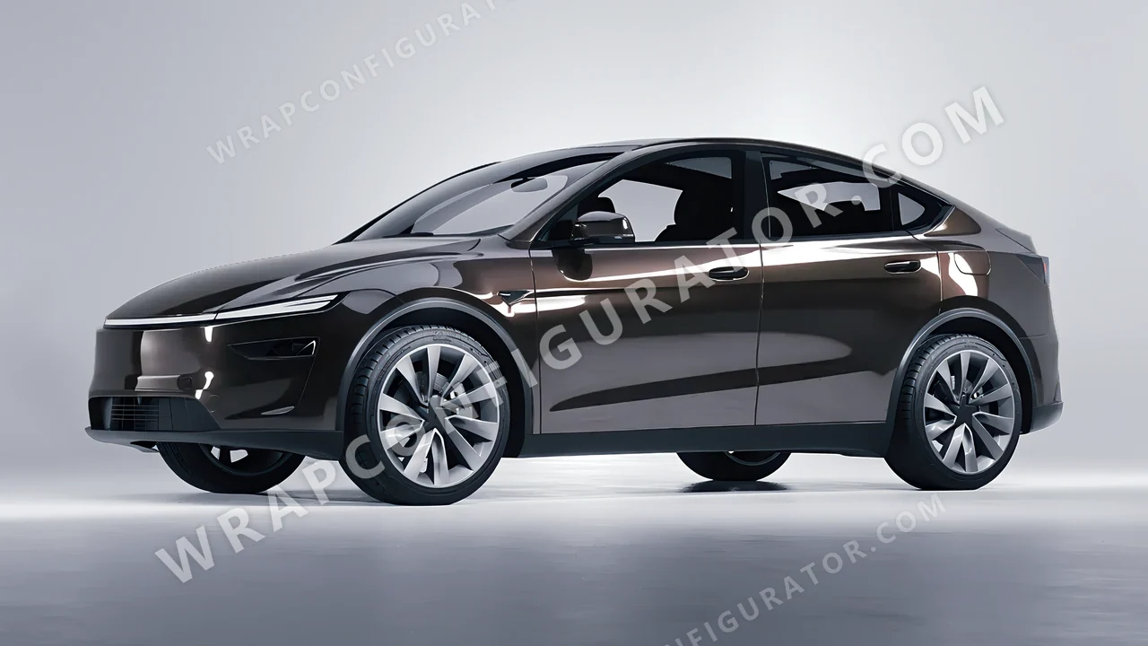 Grey Tesla Model Y Juniper 2025 wrapped in 3M Gloss Charcoal Metallic G211