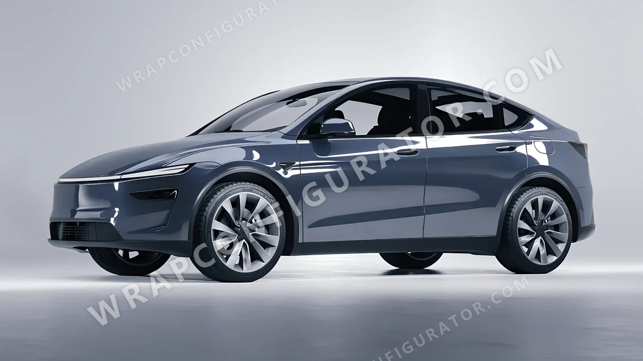 Grey Tesla Model Y Juniper 2025 wrapped in 3M Gloss Glacier Gray GP291