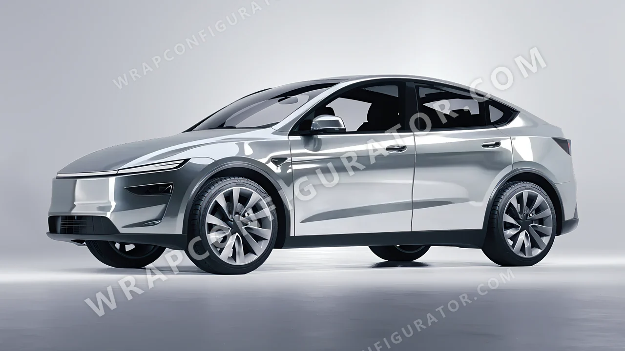 Grey Tesla Model Y Juniper 2025 wrapped in 3M Gloss Sterling Silver G251