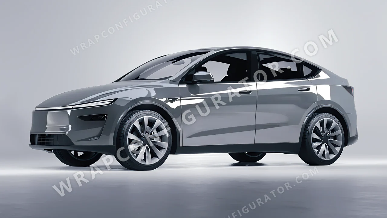 Grey Tesla Model Y Juniper 2025 wrapped in 3M Gloss Storm Gray G31