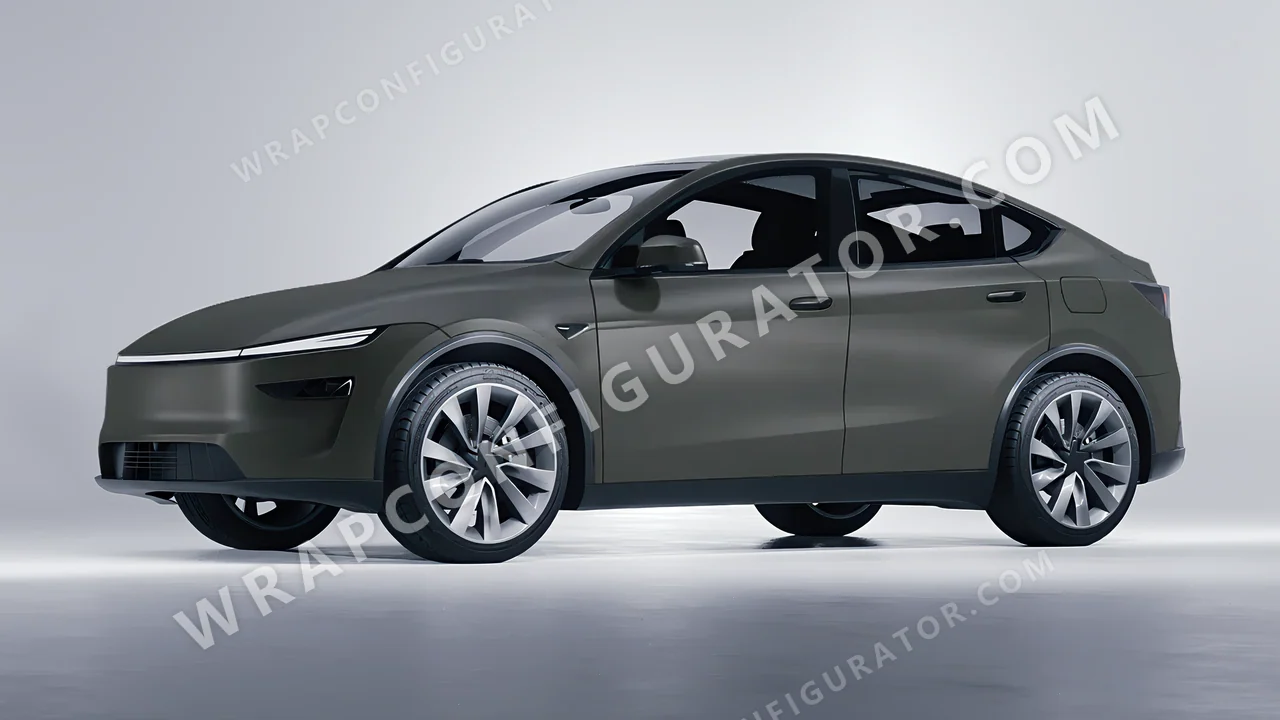 Grey Tesla Model Y Juniper 2025 wrapped in 3M Matte Charcoal Metallic M211