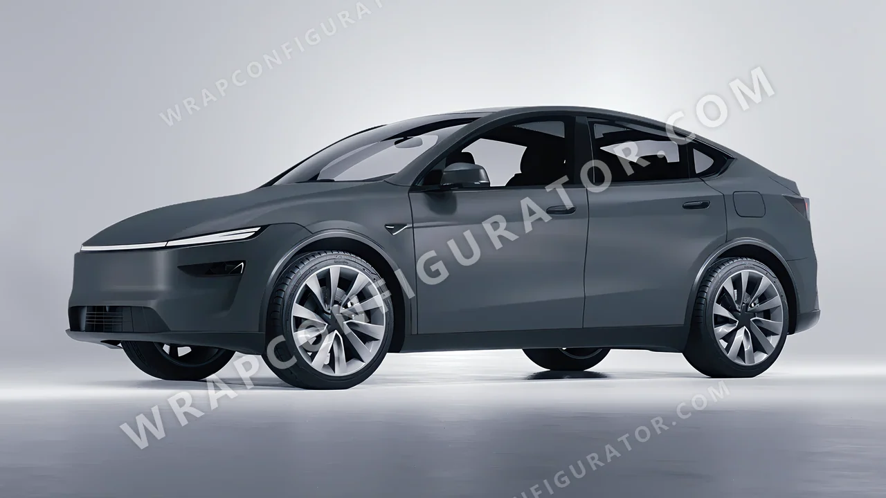 Grey Tesla Model Y Juniper 2025 wrapped in 3M Matte Dark Gray M261
